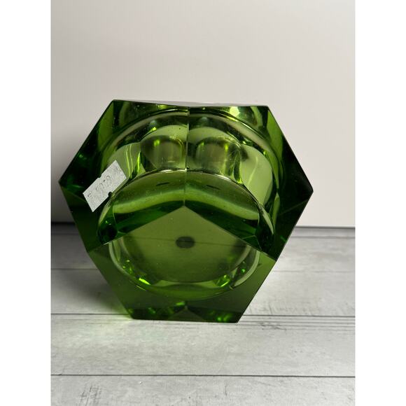 Green Cut Glass Desk Clock - Picture 4 of 4
